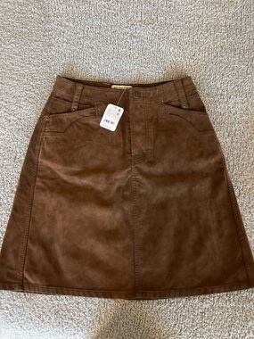 Free People Brown Suede A-Line Skirt